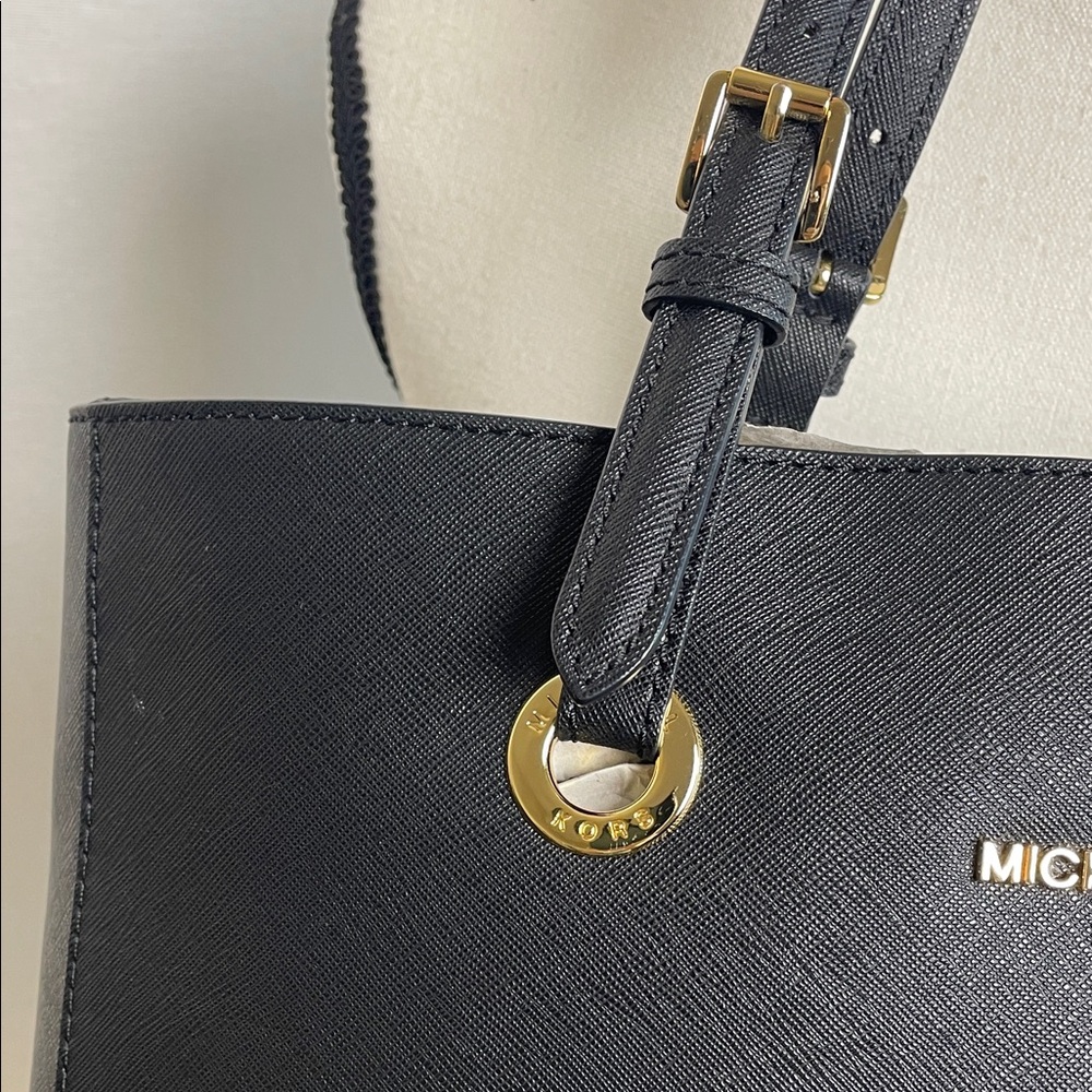 Michael Kors Black leather Tote Bag large MK purse - Picture 8 of 17
